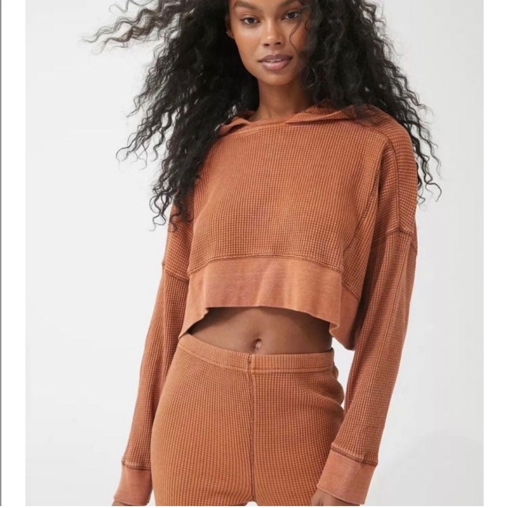 NWT Urban Outfitters Out From Under Waffle Knit Cropped Hoodie - Size L